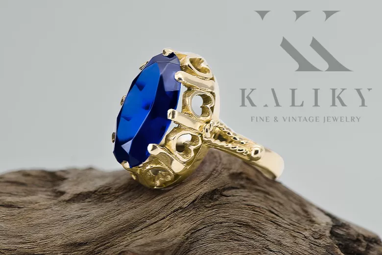 Κίτρινος χρυσός 14 καρατίων Ζαφείρι  Vintage Jewlery vrc134y